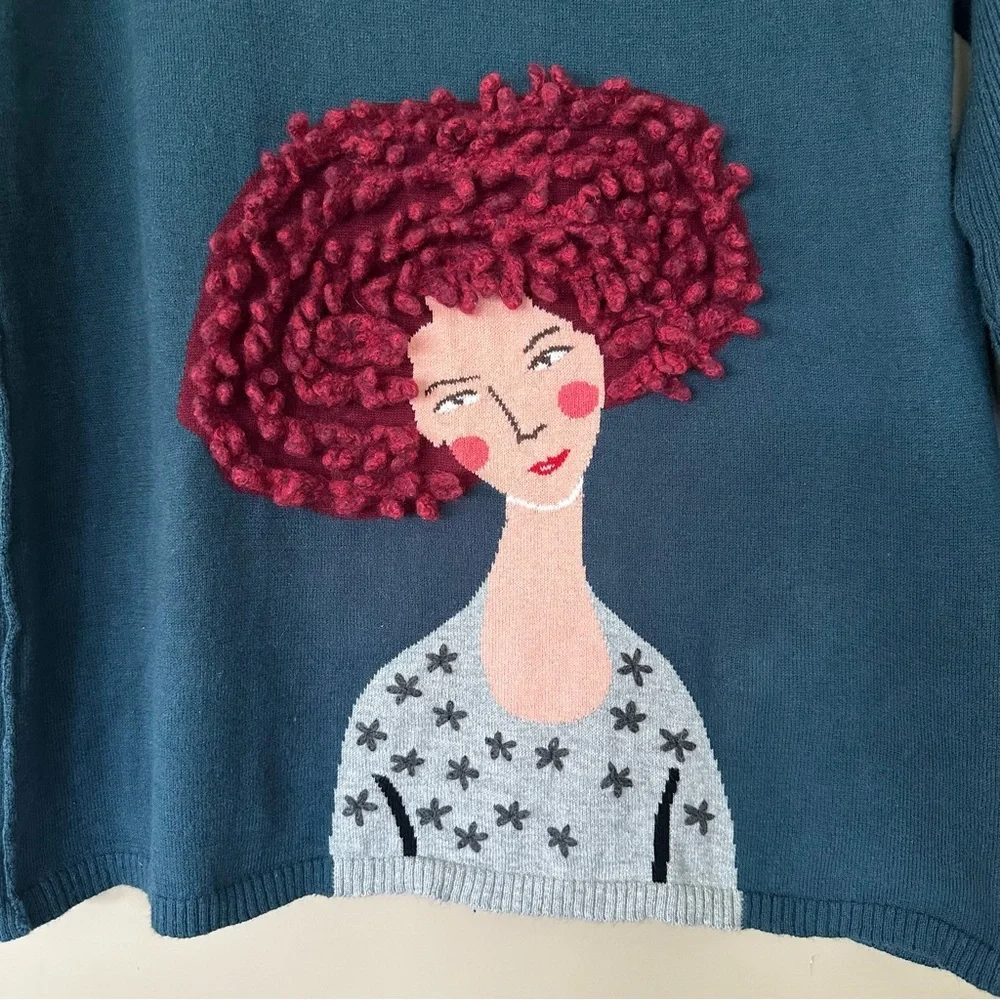 Lisa Todd RARE Cashmere Blend Sweater Women L Curly Red Hair Ginger Light Weigh - Picture 7 of 10